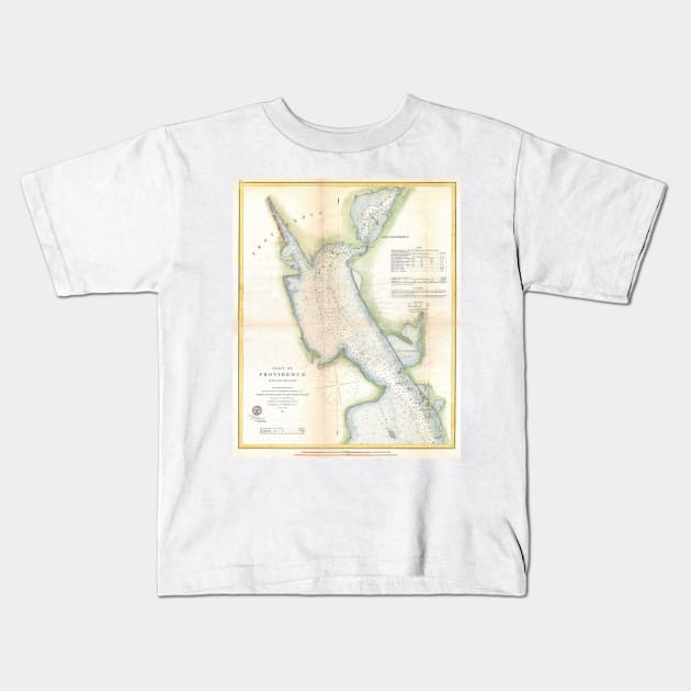 Vintage Port of Providence Rhode Island Map (1865) Kids T-Shirt by Bravuramedia